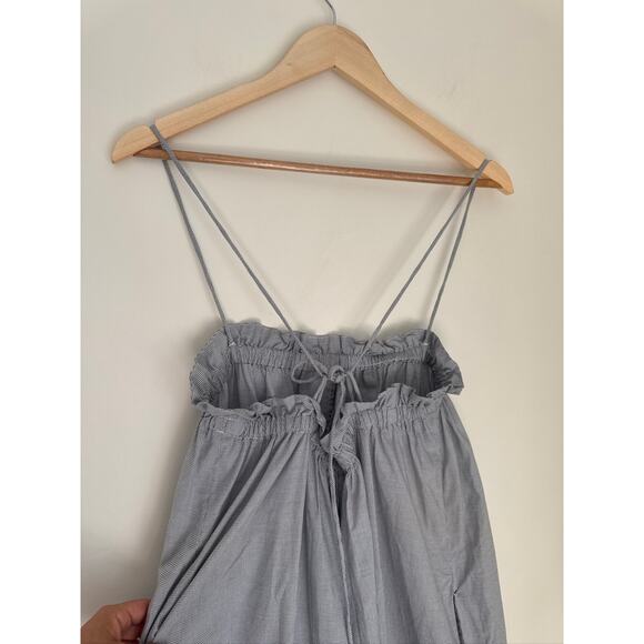 Everlane The Flowy Gingham Strappy Wide-Leg Jumpsuit - Blue & White, Sm - Picture 7 of 8